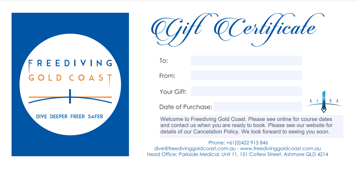 Freediving Course Gift Certificate